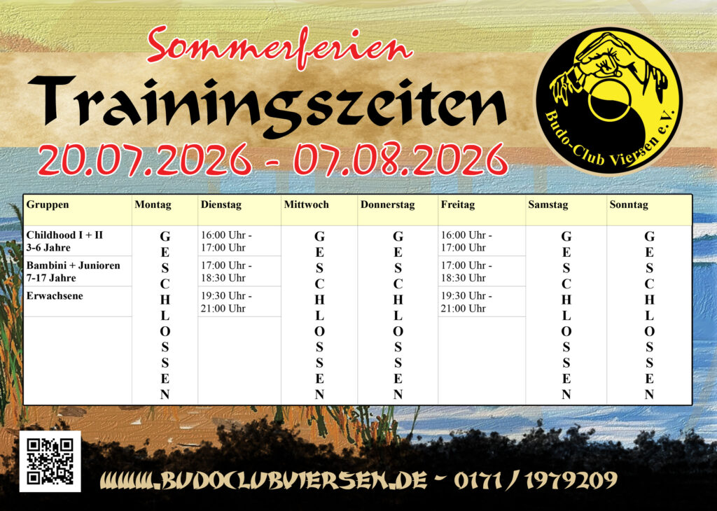Trainingszeiten Sommerferien